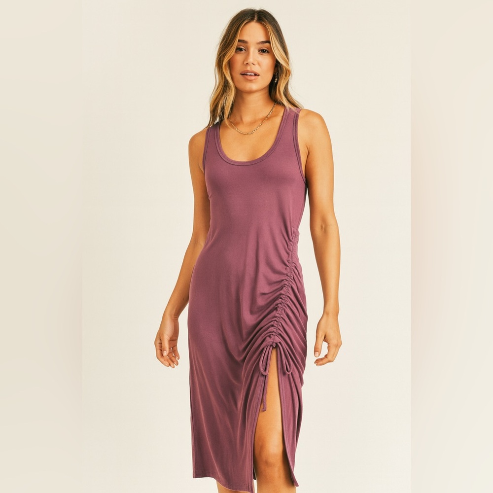 J Crew Purple Sleeveless‎ Ruched Tank Dress Sz. M